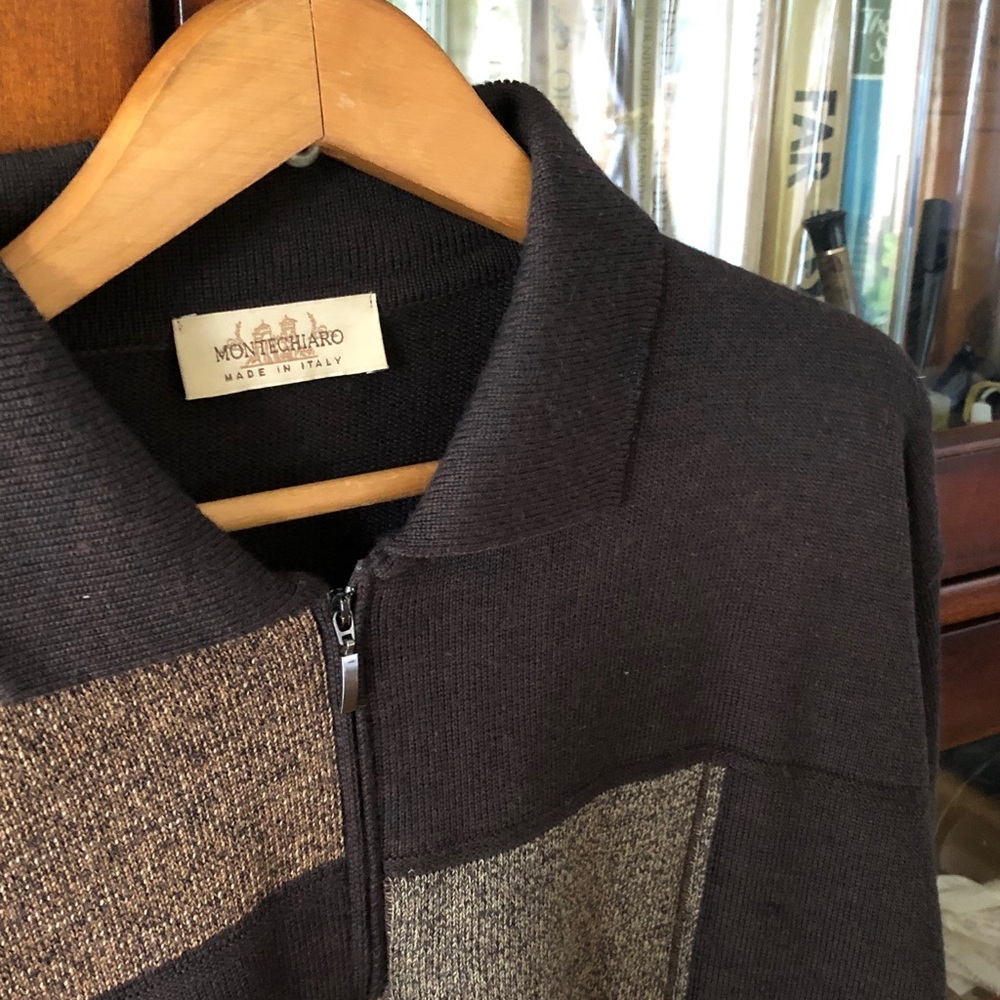 Men's Brown Zip-Front Sweater made in Italy